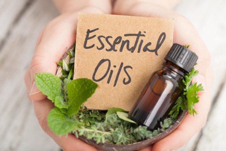 essentials oils in hands